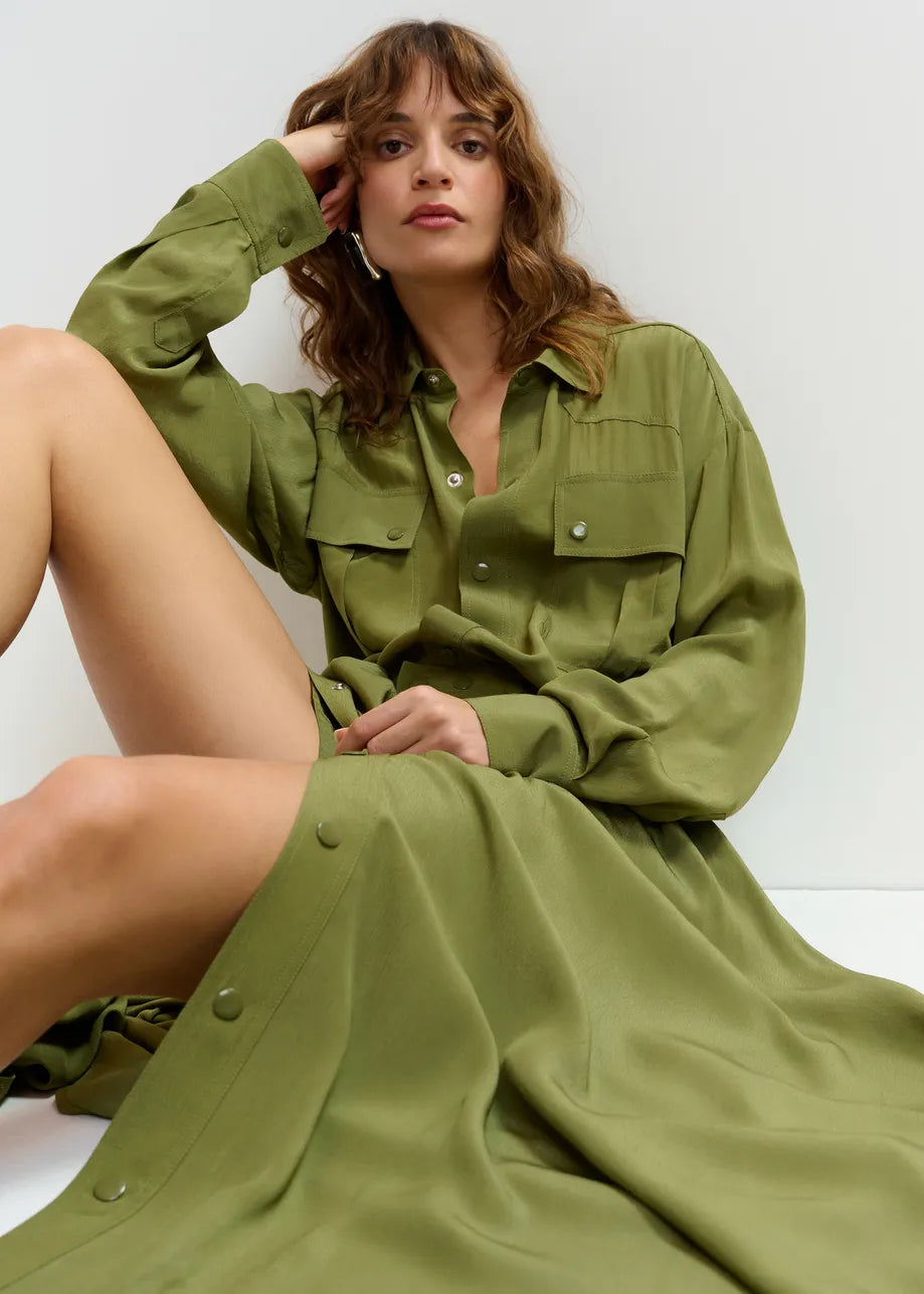 Oversized Playsuit in Olivgrün mit Maxirock