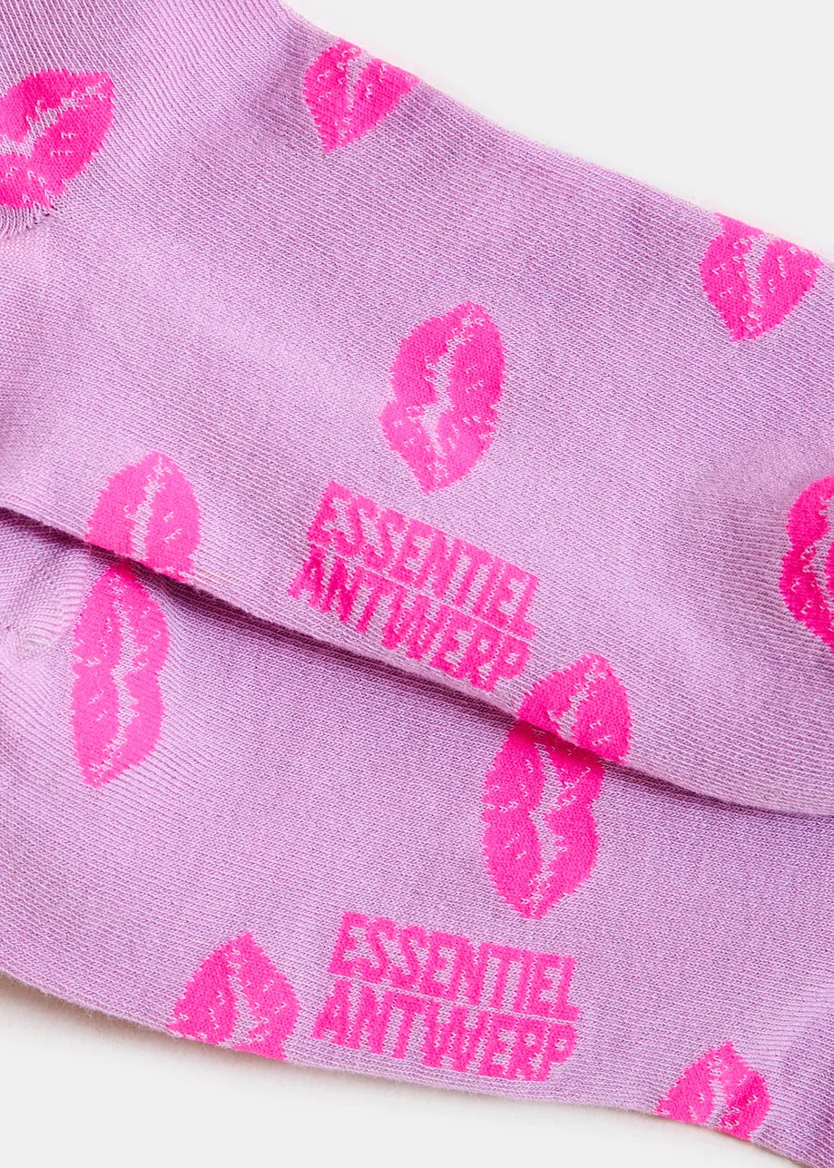 Socken aus Baumwollmischung mit Jacquard-Lippenmotiv