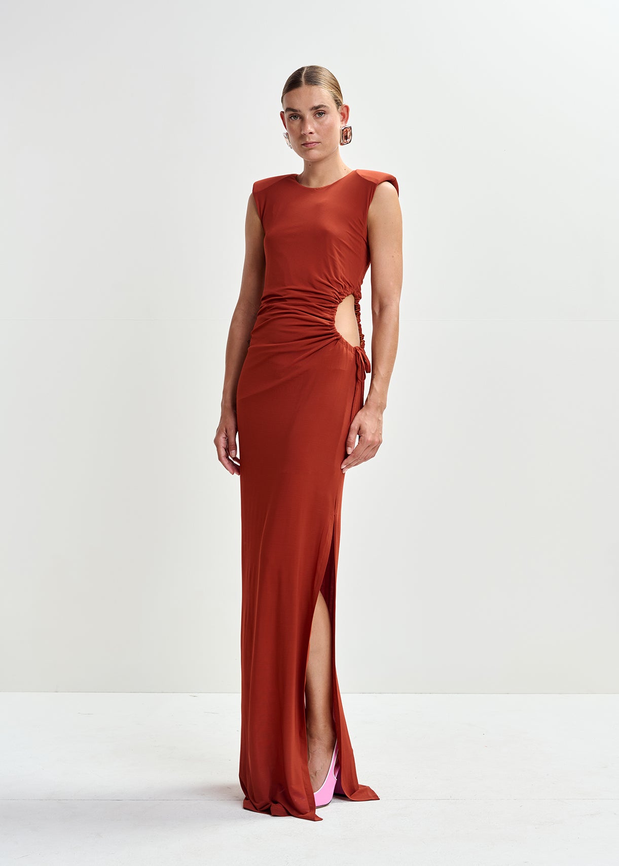 JOYE SHOULDERED JERSEY DRESS