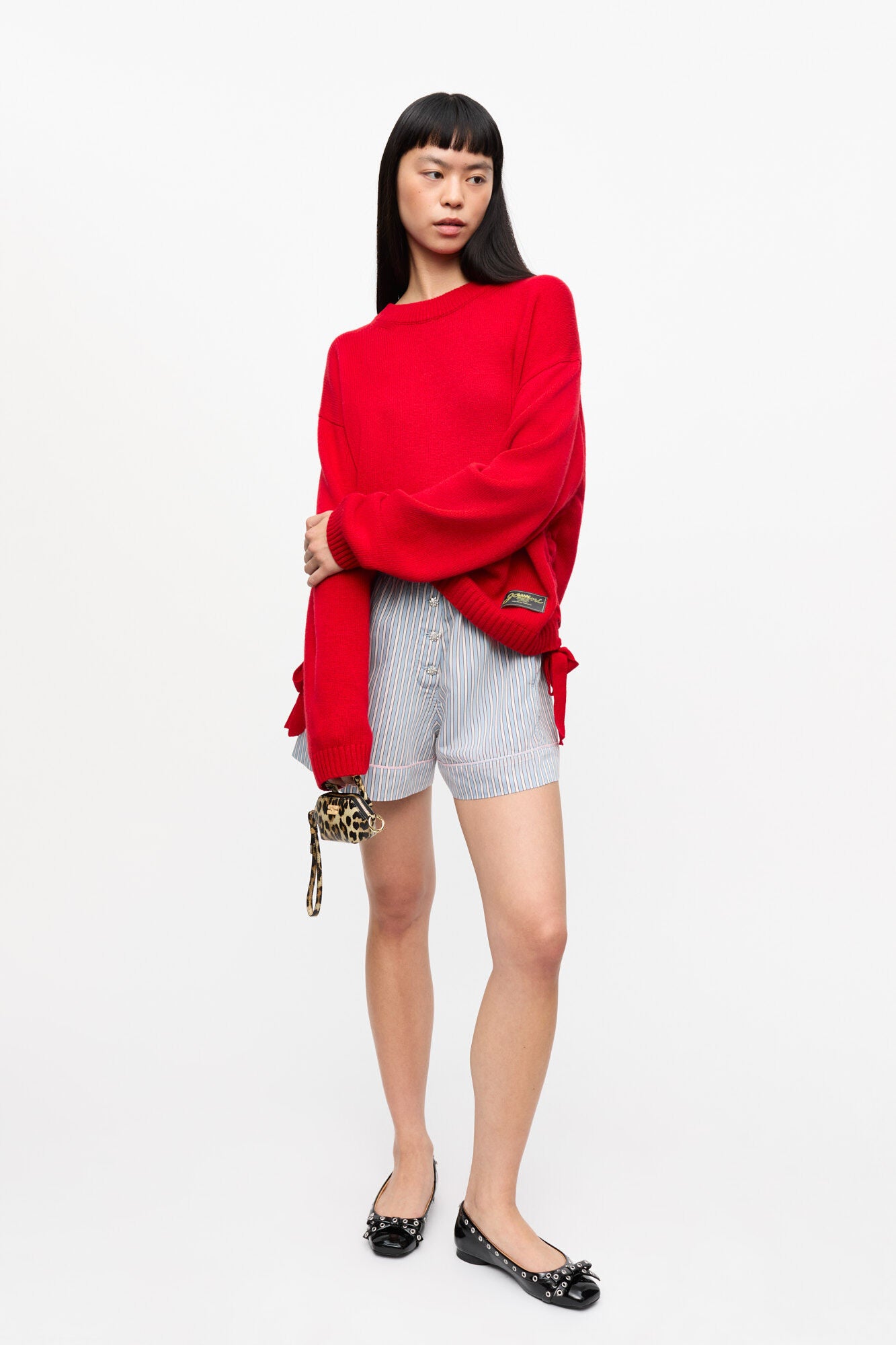 Roter Oversize-Pullover aus Future-Wollmischgewebe