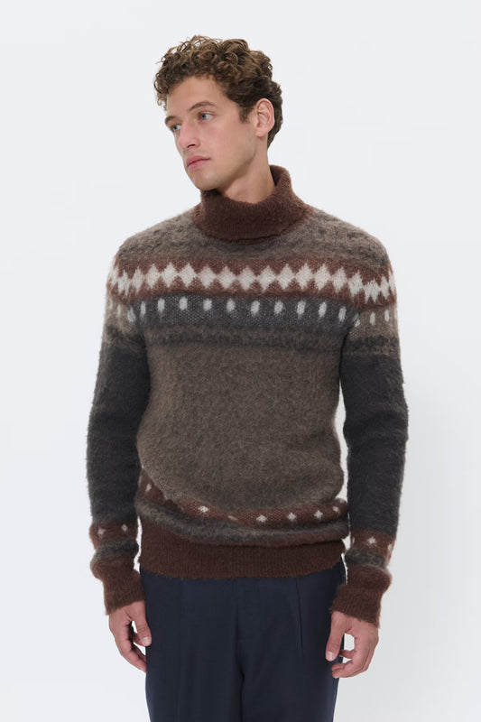 Rollkragen-Strickpullover Braun