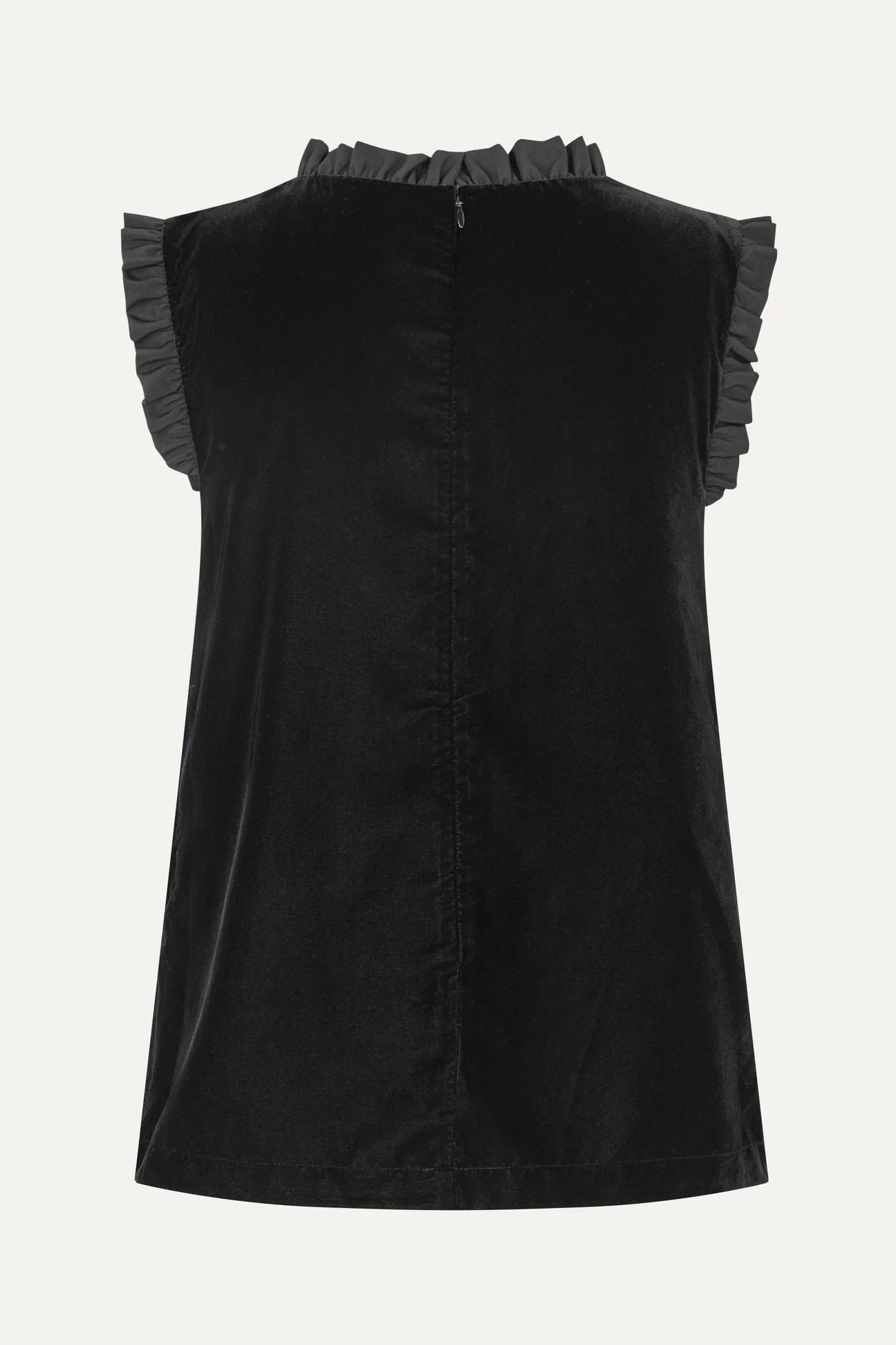 Samttop mit Mini Rüschen Black