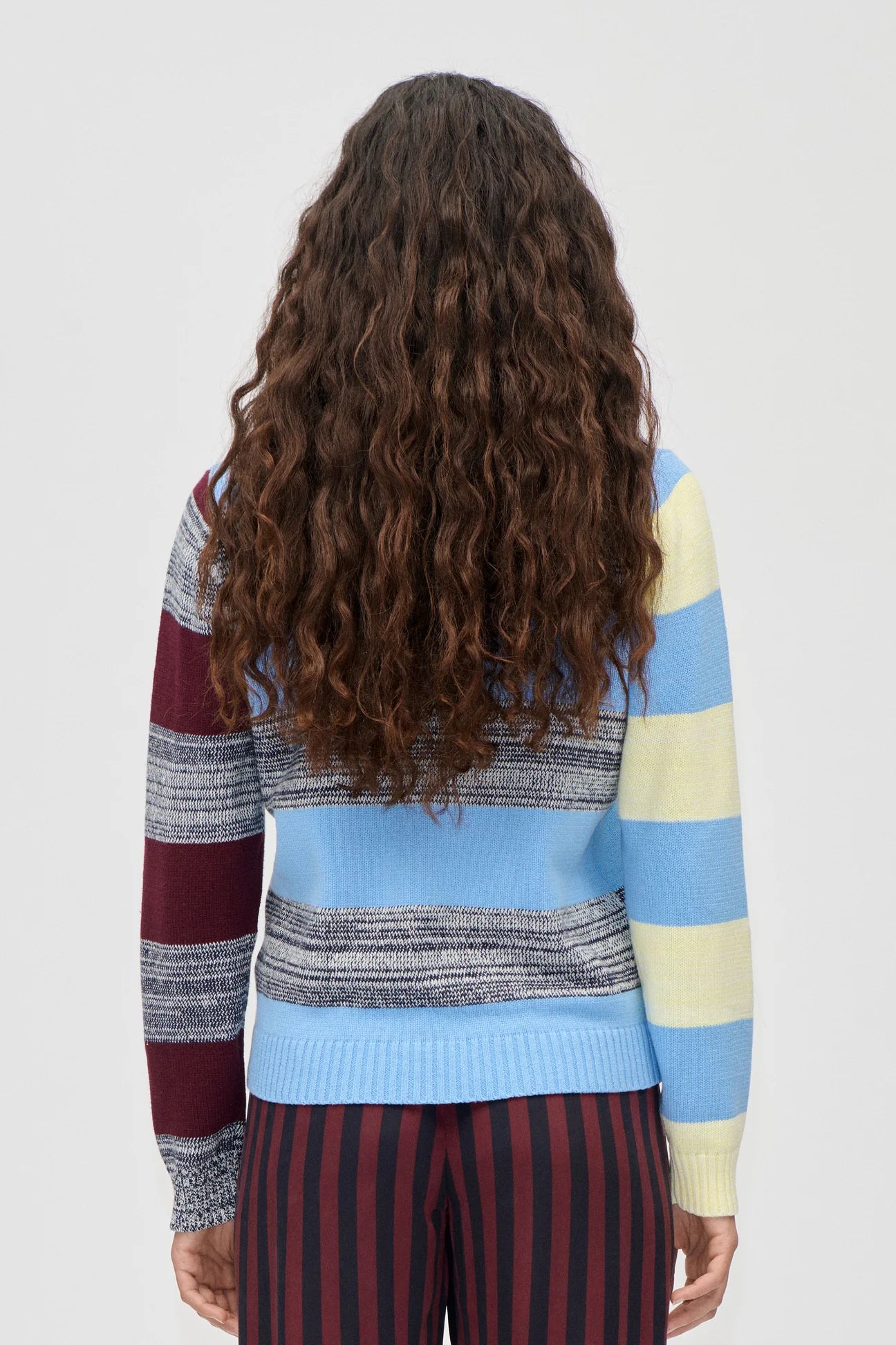 Strickpullover Mix Stripe Polo Collar Sweater - Multistripes Blue Mix