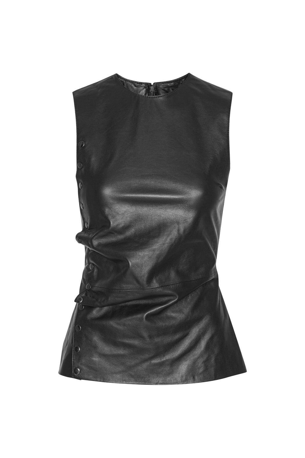 Buttoned Leather Top