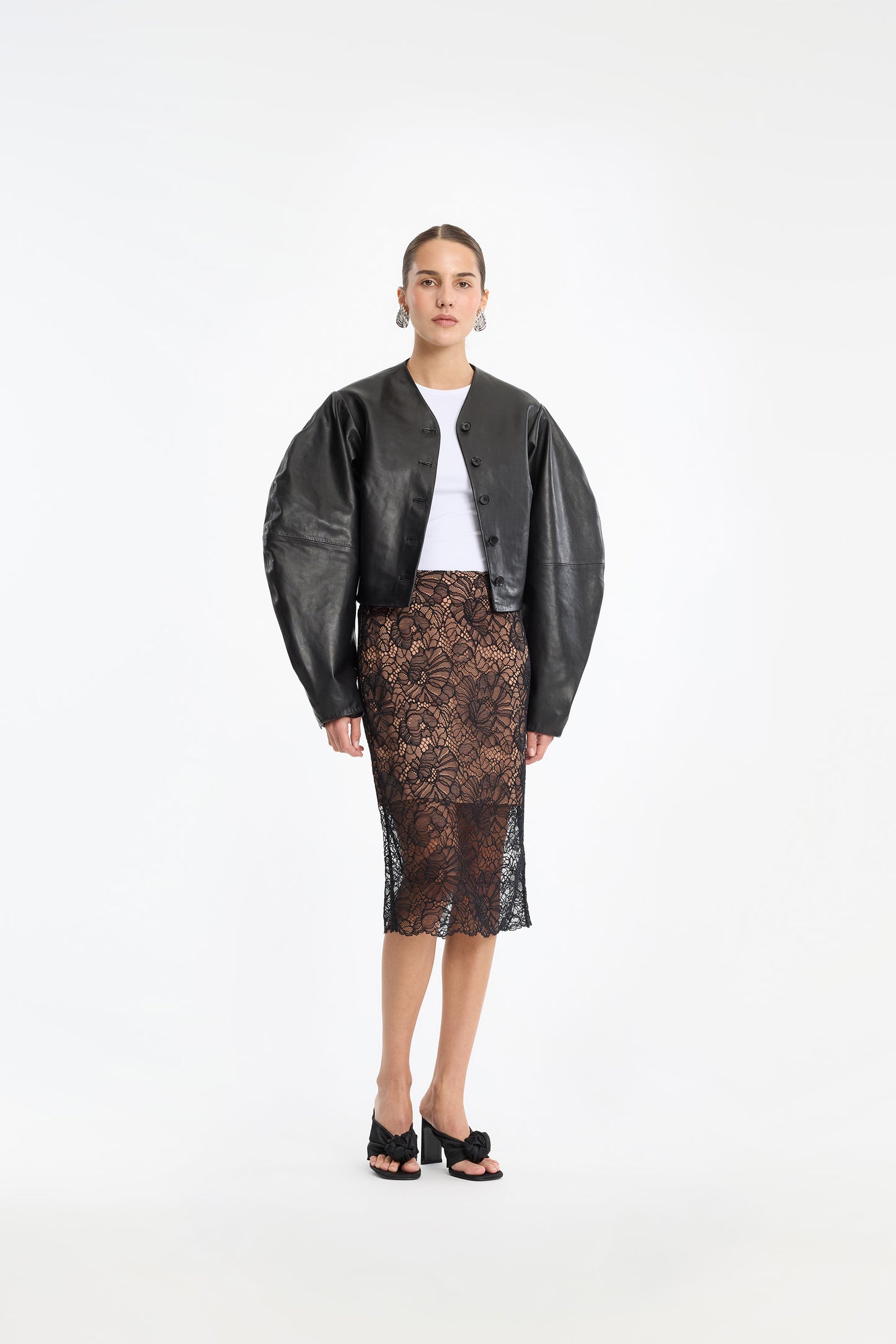LACE MIDI PENCIL SKIRT
