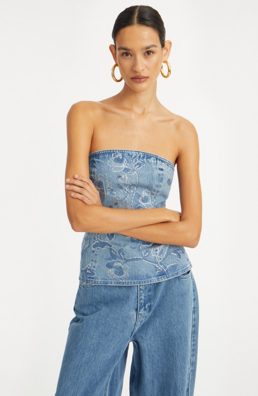 Rhinestone Jeans Top