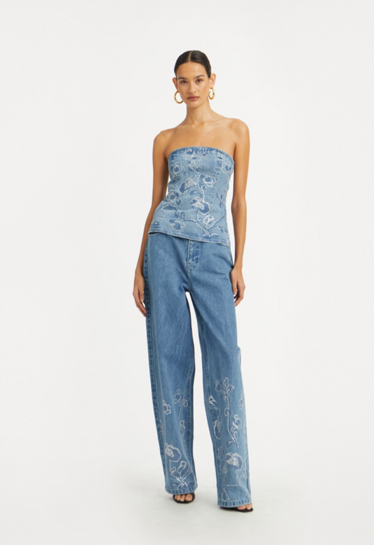 Rhinestone Wide Leg Jeans