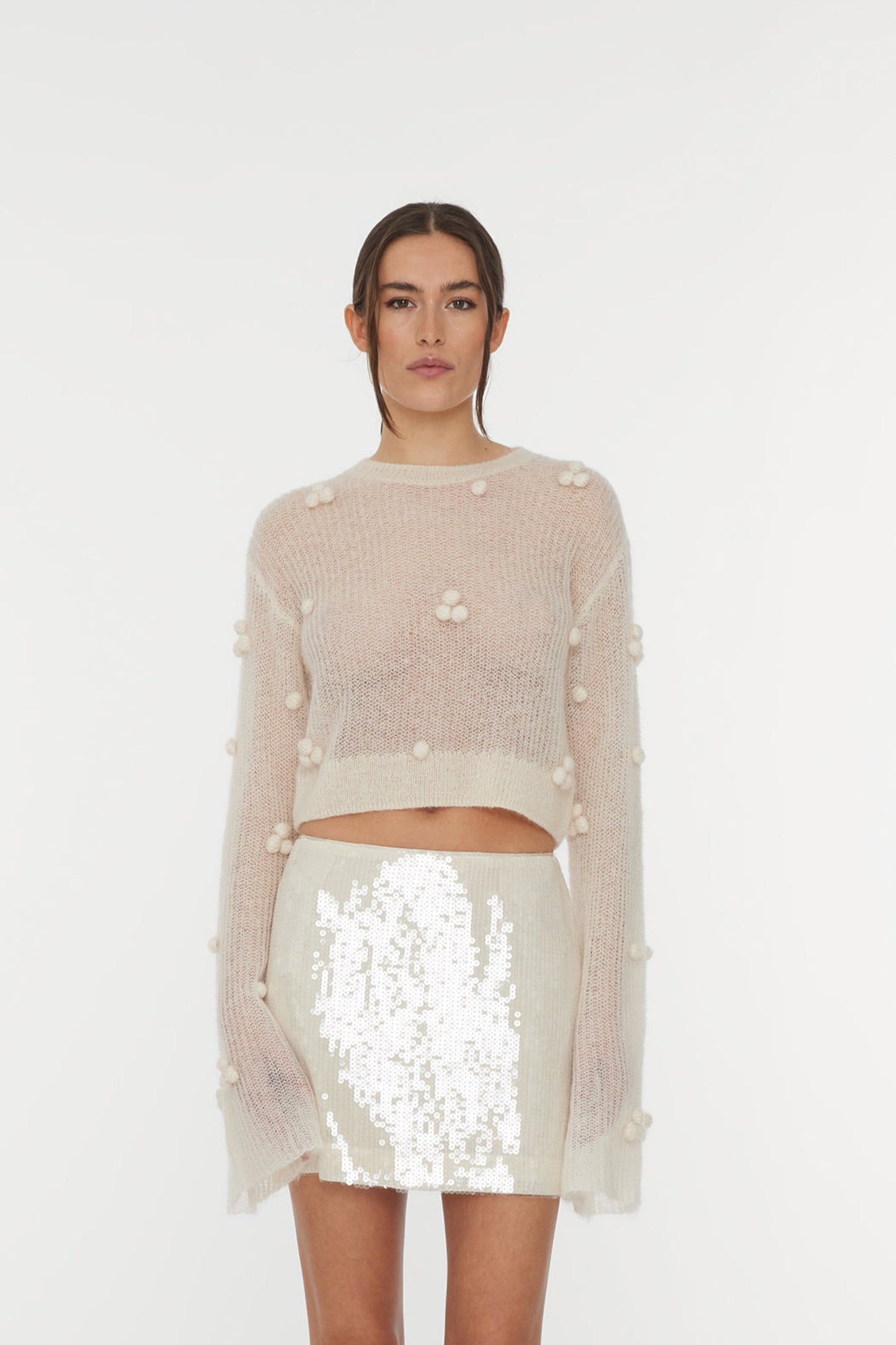 Light Knit LS Sweater Egret