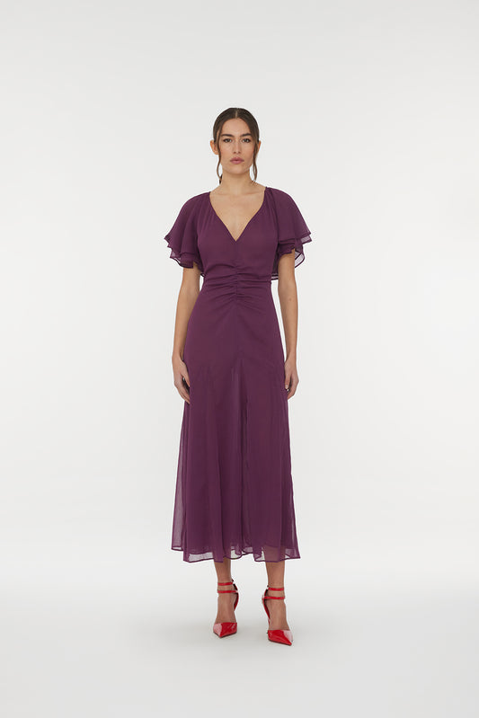 Chiffon Flowy Maxi Dress Italian Plum