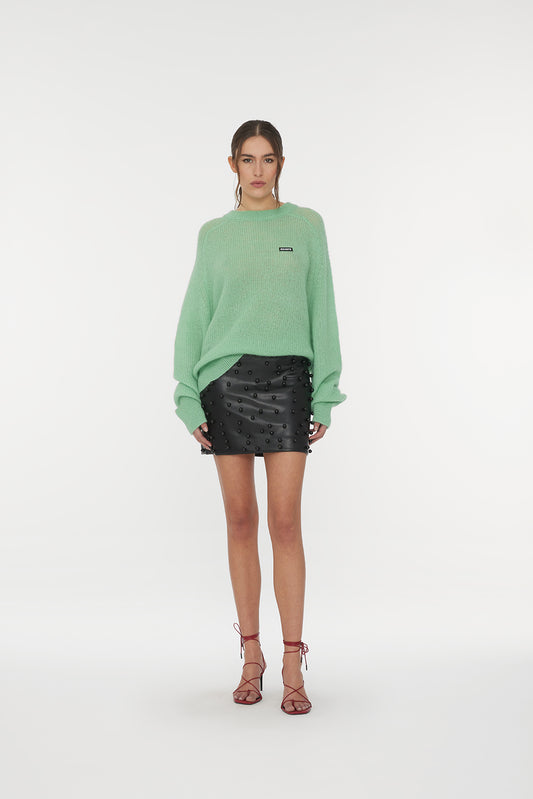 Light Knit Logo Sweater Jade