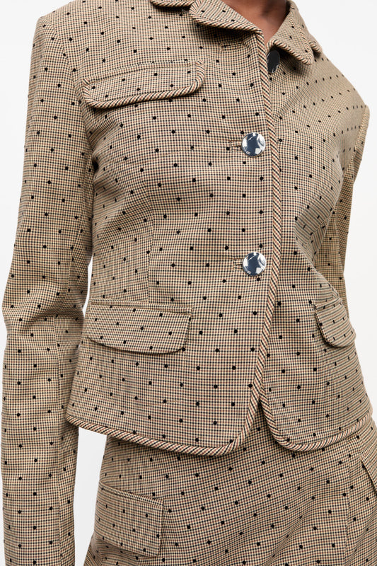 Karierter Blazer aus beflocktem Anzugstoff