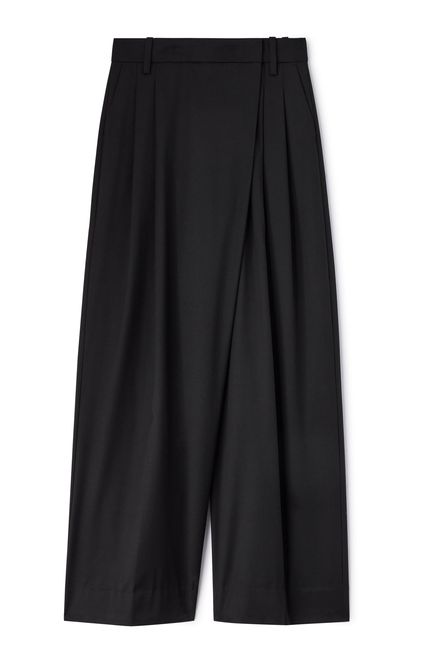 Calendered Wool  Mid Waist Pants