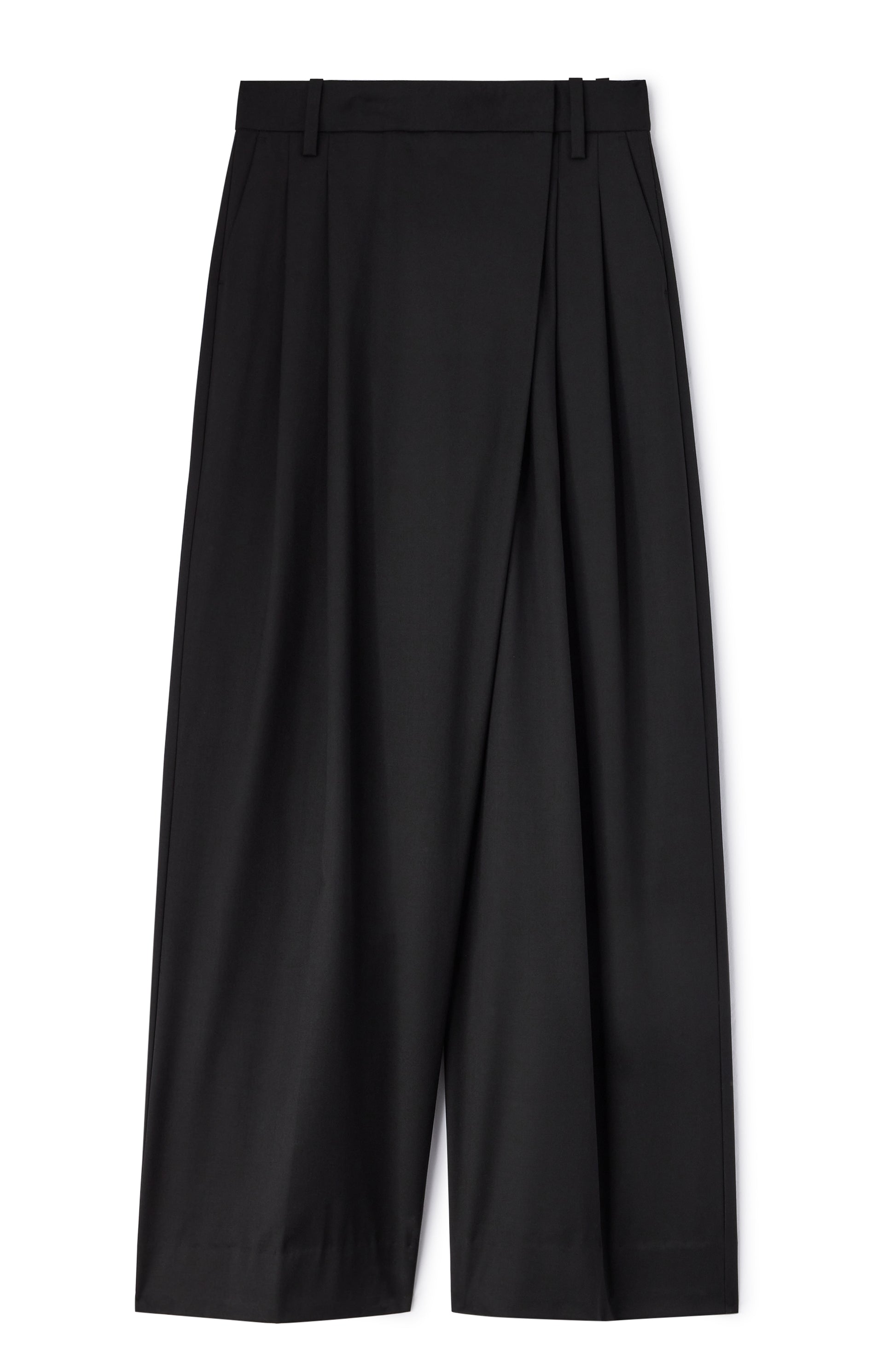 Calendered Wool  Mid Waist Pants