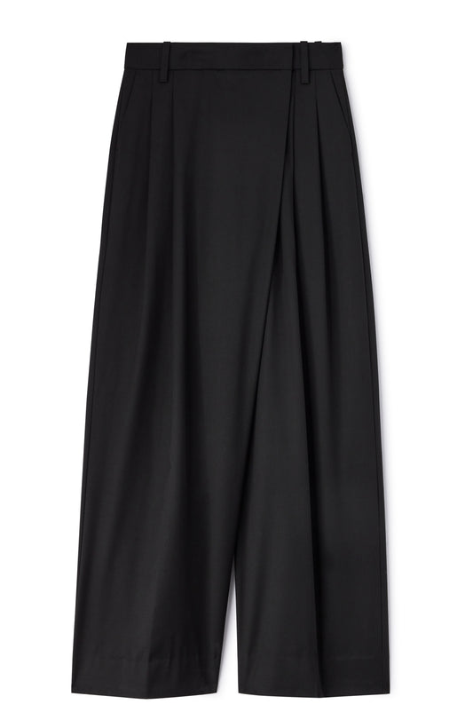 Calendered Wool  Mid Waist Pants