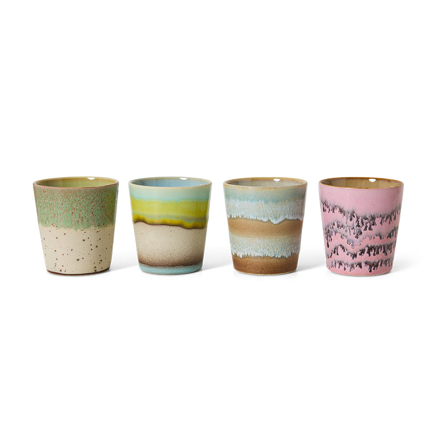 Coffee Mugs 70s Ceramics Pop Art 4er Set