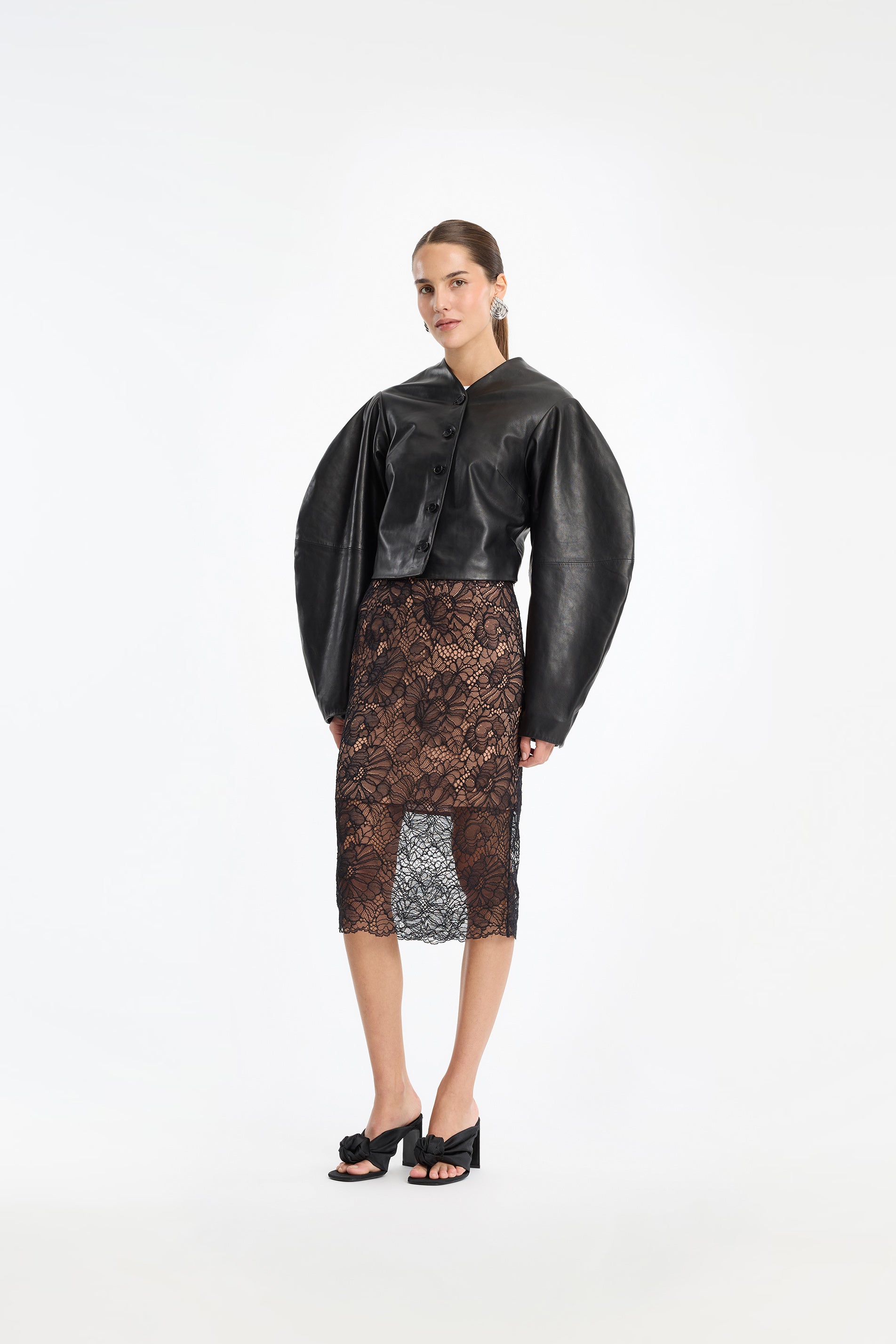 LACE MIDI PENCIL SKIRT