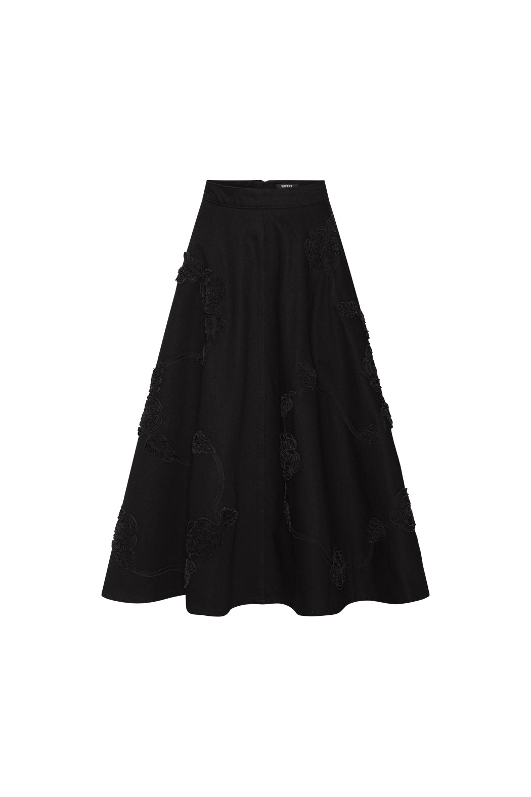 DENIM FLOWER MIDI SKIRT