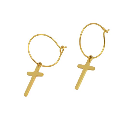 Zarte Ohrringe "Liva" in Gold mit Kreuzen